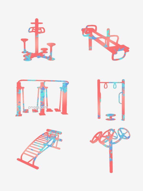 手繪彩色運(yùn)動(dòng)器材剪影圖片大小1024x1.